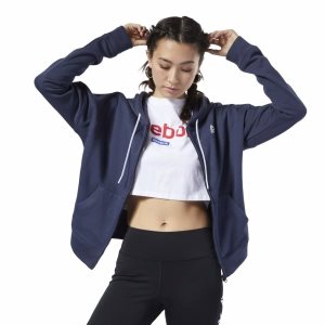 Reebok Training Essentials Full Zip Sweatshirt Damen - Navy - DE 197-XLG